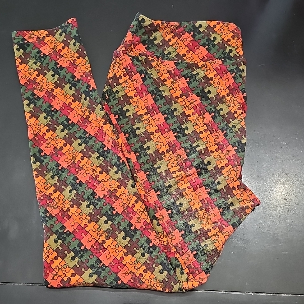 LuLaRoe Women's Leggings with Vibrant Puzzle Pattern